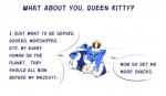 anthro blue_body blue_fur clothing crown female fur headgear lying on_front open_mouth queen royalty short_stack simple_background solo speech_bubble text white_background averyshadydolphin kitty_(averyshadydolphin) domestic_cat felid feline felis mammal 2018 english_text