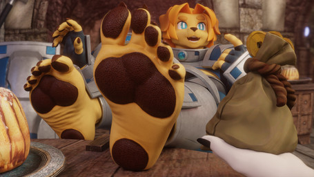5_fingers 5_toes anthro barefoot black_pawpads blonde_hair breasts claws curling_toes feet female fingers foot_fetish foot_focus fur hair humanoid_feet humanoid_hands knight pawpads plantigrade plantigrade_pawpads soles solo teasing toe_claws toes warrior wrinkled_feet wrinkles yellow_body yellow_fur chutos valorlynz_(modeler) dog_knight_rpg jeane_(ceehaz) bird_dog canid canine canis domestic_dog golden_retriever hunting_dog mammal retriever 16:9 3d_(artwork) digital_media_(artwork) hi_res widescreen