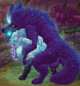 animal_genitalia animal_penis anthro anthro_on_feral anthro_penetrated anus balls bent_over bestiality big_breasts biped black_body black_fur blue_body blue_breasts blue_eyes blue_fur blue_nipples blue_penis blue_tail blue_tongue bodily_fluids breasts butt canine_genitalia canine_penis claws detailed_background dripping duo erection female female_anthro female_penetrated feral feral_penetrating feral_penetrating_anthro finger_claws forest from_behind_position fur genital_fluids genitals glowing glowing_eyes glowing_nipples hooves interspecies knot knotted_penis larger_feral larger_male looking_at_viewer looking_back looking_back_at_viewer male male/female male_feral male_penetrating male_penetrating_female mask mask_on_head mounting nature nipples nude nude_anthro nude_female open_mouth outside outside_sex penetration penile penile_penetration penis penis_in_vagina plant purple_body purple_ears purple_fur purple_tail quadruped rear_view rock saliva saliva_drip saliva_on_tongue sex size_difference small_tail smaller_anthro smaller_female snout tail teeth toe_claws tongue tree vaginal vaginal_penetration vulva kitsune_youkai league_of_legends riot_games tencent kindred_(lol) lamb_(lol) wolf_(lol) bovid canid canine canis caprine mammal sheep wolf 2025 digital_media_(artwork)