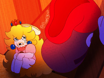anthro bent_legs blue_ear_piercing blue_eyes bodily_fluids bottomless bottomless_anthro bottomless_female clothed clothed_anthro clothed_female clothing crown crying duo ear_piercing featureless_legs female female_anthro floating_hands floating_torso frown fur gem hair hands_on_knees hands_on_legs hands_on_own_knees hands_on_own_legs headgear hoodie inside light long_ears long_hair male male_humanoid mitten_hands noseless open_frown open_mouth orange_wall piercing pink_clothing pink_shirt pink_topwear purple_clothing purple_hoodie purple_topwear ruby_(gem) shirt sitting tan_body tan_eyelids tan_inner_ear tan_skin tears tears_of_sadness teeth text topwear wall_(structure) white_body white_fur flamigoat mario_bros mario_plus_rabbids_kingdom_battle mario_plus_rabbids_sparks_of_hope nintendo raving_rabbids rayman_(series) ubisoft rabbid_peach rayman humanoid lagomorph mammal rabbid raypeople_(rayman) 2025 artist_name colored crossover dialogue_in_description digital_drawing_(artwork) digital_media_(artwork) english_description hi_res lighting shaded