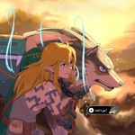 blonde_hair blue_eyes button_prompt clothing duo feral fur gameplay_mechanics grass hair humanoid_pointy_ears light_body light_skin long_hair male markings plant pointy_ears square_crossover text stupjam nintendo tears_of_the_kingdom the_legend_of_zelda link link_(wolf_form) canid canine canis elf humanoid hylian mammal wolf 1:1 english_text hi_res