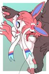 anthro anthrofied blue_eyes breasts butt doggystyle duo female from_behind_position hair male male/female nude pokemorph sex white_body nangnam nintendo pokemon eeveelution generation_6_pokemon pokemon_(species) sylveon hi_res