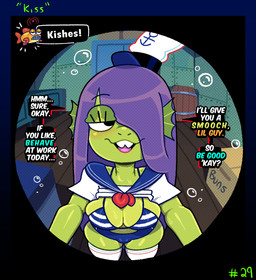 anthro bikini bikini_top breast_squish breasts buckteeth cleavage clothed clothing female first_person_view fisheye_lens hair hair_over_eye looking_at_viewer non-mammal_breasts purple_hair solo squish swimwear teeth text two-piece_swimsuit underwater water somescrub nickelodeon spongebob_squarepants eelie_applebottom fan_character aquatic eel fish 2025 absurd_res english_text hi_res