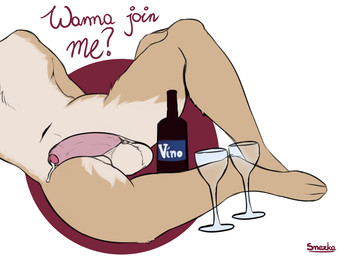 alcohol anthro arm_support beverage brown_body brown_fur container cup drinking_glass flaccid foreskin fur genitals glass glass_container glass_cup humanoid_genitalia humanoid_penis leaning_on_elbow male penis presenting presenting_penis solo text wine wine_bottle wine_glass snezka kinktober kinktober_2025 miro_(snezka) lagomorph leporid mammal rabbit 2025 digital_drawing_(artwork) digital_media_(artwork) english_text