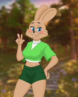 anthro biped black_nose blue_eyes blush bottomwear breasts brown_body brown_fur clothed clothing crossgender female fur mtf_crossgender russian shorts smile solo soviet_cartoon tan_body tan_fur amiliya metalslayer soyuzmultfilm well_just_you_wait! zayats_(wjyw) hare lagomorph leporid mammal 2023 4:5 absurd_res digital_media_(artwork) hi_res
