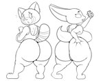 anthro butt butt_grab cellphone clothing duo electronics female flustered hand_on_butt looking_at_another phone swimwear xmetalhusky aggretsuko sanrio fenneko retsuko ailurid canid canine fennec_fox fox mammal red_panda true_fox black_and_white hi_res monochrome sketch