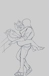 anthro bald carrying_another clothed clothing duo eyes_closed facial_horn featureless_face female freckled_face freckles horn hug kissing male nude nude_anthro nude_female size_difference tail tail_motion tailwag def_not_sketch cavemanon_studios goodbye_volcano_high snoot_game anon_(snoot_game) trish_(gvh) ceratopsian dinosaur human mammal ornithischian prehistoric_species reptile scalie triceratops animated hi_res short_playtime sketch unfinished