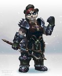 anthro female glowing glowing_eyes simple_background solo weapon shadoca blizzard_entertainment warcraft bear mammal pandaren hi_res