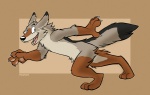 anthro digitigrade looking_at_viewer male on_the_run open_mouth solo tail toony marymouse canid canine canis jackal mammal