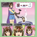 1:1 2011 armor breasts brown_hair clothed clothing comic female hair happy headgear helmet human human_only jacques00 mammal milk not_furry roto's_raging_bull_helm roto_(character) short_hair surprise