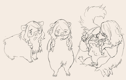 alternate_species anthro biped blush braided_hair breasts duo embarrassed eyewear female female/female glasses hair licking nipples open_mouth rectangular_glasses round_glasses semi-anthro size_difference slightly_chubby solo tongue wearing_glasses chimeracauldron caviid guinea_pig mammal rodent 2025 multiple_scenes sketch trans_(lore) trans_woman_(lore)