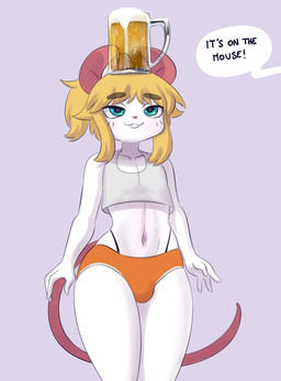 4_fingers anthro black_clothing black_panties black_text black_underwear blonde_hair blue_eyes bottomwear buckteeth bulge clothing dialogue femboy fingers fur hair looking_up male offscreen_character orange_bottomwear orange_clothing orange_shorts panties pink_inner_ear pink_nose pupils shirt shorts smile solo speech_bubble tank_top teeth text thick_thighs topwear underwear white_body white_clothing white_fur white_shirt white_tank_top white_topwear wide_hips mr-shin it's_on_the_mouse marvin_(mr-shin) mammal mouse murid murine rodent 2025 digital_media_(artwork) english_text hi_res meme