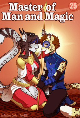 5_fingers anthro biped breasts brown_hair clothed clothing countershading duo female female_anthro fingers hair horn kneeling male male_anthro mind_control open_mouth seiza sitting superhero teeth text tongue kittydee ash_(ashkelling) verith_(magazineimp) felid leopard mammal pantherine snow_leopard 2021 cover cover_art cover_page digital_media_(artwork) english_text hi_res