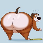 2024 absurd_res anthro balls bent_over big_butt black_claws black_toe_claws blue_eyes brown_body brown_ears brown_fur brown_nose brown_tail butt canid canine canis claws colossalstars curvy_figure digital_media_(artwork) domestic_dog fur genitals hank_(paws_of_fury) hi_res huge_butt looking_at_viewer looking_back male mammal multicolored_body multicolored_fur paws_of_fury:_the_legend_of_hank rear_view solo tail thick_thighs three-quarter_view toe_claws two_tone_body two_tone_fur voluptuous voluptuous_male white_body white_fur wide_hipped_anthro wide_hipped_male wide_hips