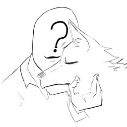 ambiguous_gender clothed clothing duo eyes_closed feral fur happy hug humanoid_hands inner_ear_fluff love petting simple_background sleeping smile tuft white_background trinket_(artist) anon canid canine canis human mammal wolf 1:1 digital_media_(artwork) monochrome sketch female_(lore)
