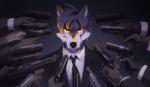 anthro bad_trigger_discipline black_nose bottomwear business_suit clothed clothing fur group gun hair handgun holding_gun holding_handgun holding_object holding_pistol holding_ranged_weapon holding_weapon inner_ear_fluff looking_at_viewer male multicolored_body multicolored_fur pants parody pecs pistol ranged_weapon simple_background solo_focus standing suit tuft weapon white_body white_fur yellow_eyes indui john_wick agonylight canid canine canis mammal wolf digital_media_(artwork)