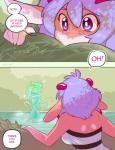 2017 anthro big_breasts blush breasts clothed clothing comic dialogue digital_media_(artwork) dragon duo english_text female flaccid genitals goo_creature hair hi_res humanoid jewelry koh_(luckypan) luckypan male miha mythological_creature mythological_scalie mythology nude penis purple_hair scalie shaded tentacles text translucent translucent_body translucent_penis translucent_tentacles water