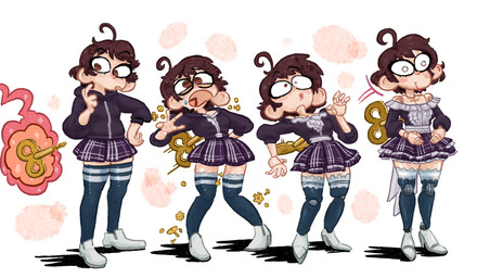 absolute_territory blank_stare bottomwear brown_hair clockwork clothed clothing cowlick dollification female forced forced_transformation four_frame_sequence hair hoodie human_to_humanoid legwear not_furry porcelain skirt solo species_transformation standing thigh_highs topwear transformation transformation_sequence transformed_clothing wind-up_key bubbalossom human humanoid mammal hi_res