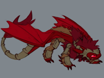 ambiguous_gender angry armor cheek_spikes claws clothed clothing facial_spikes feral fur glistening glistening_eyes grey_background membrane_(anatomy) membranous_wings no_sclera pupils red_body red_claws red_eyes red_fur red_wings side_view simple_background slit_pupils solo spikes spikes_(anatomy) tail toe_claws unsigned wings nononge dreamworks european_mythology how_to_train_your_dragon mythology dragon fury_(httyd) mythological_creature mythological_scalie night_fury scalie western_dragon absurd_res colored_sketch full-length_portrait hi_res portrait sketch