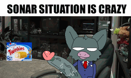 anthro bat_nose big_ears big_penis black_text blue_clothing blue_suit bodily_fluids box chair clothed clothed_anthro clothing container cum cumshot ejaculation erection fangs food furniture genital_fluids genitals glans grey_body head_fur head_tuft huge_penis humanoid_genitalia humanoid_penis lube lube_on_penis male masturbation mouth_closed multicolored_clothing necktie no_pupils on_chair partially_clothed penis penis_grab screencap screencap_background sitting sitting_on_chair snout solo stroking_penis suit teeth text tuft vein veiny_penis voice_actor_joke white_sclera nxyitn dispatch twinkie cr1tikal sonar_(dispatch) bat mammal 2d_animation aliasing animated digital_media_(artwork) english_text impact_(font) loop meme