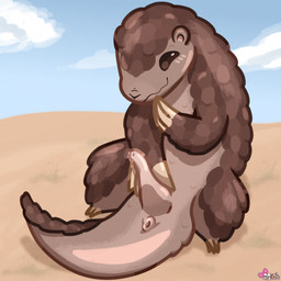 anus blush blush_lines bodily_fluids brown_body claws feral genital_fluids genitals looking_pleasured male masturbation penis puffy_anus sand scales sitting sky small_ears solo tail unusual_anatomy unusual_genitalia unusual_penis pankatares mammal pangolin 1:1 hi_res signature