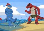 angry anthro barefoot beach clothed clothing cloud feraligatr furry-specific_piercing half-dressed krookodile male nintendo piercing pokémon purple_eyes scalie seaside shorts sky slugsdog splash swimsuit three_toes topless torn_clothing video_games water yellow_eyes
Rating: Safe
Score: 2
User: FatherOfGray
Date: April 23, 2014