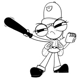 4_arms antennae_(anatomy) anthro clothing club_(weapon) compound_eyes female hat headgear headwear insect_wings melee_weapon multi_arm multi_limb nightstick police police_uniform solo uniform weapon wings disney the_buzz_on_maggie maggie_pesky arthropod fly_(animal) insect digital_media_(artwork) line_art monochrome
