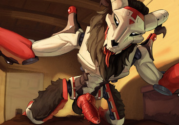 erection genitals half-closed_eyes horn inside knot looking_at_viewer machine male narrowed_eyes penis red_penis solo tongue tongue_out deader revenant_(apex_legends) robot absurd_res colored digital_drawing_(artwork) digital_media_(artwork) hi_res