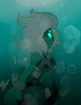 chain female fusion green_eyes hair not_furry solo underwater water white_hair unknown_artist cartoon_network steven_universe malachite_(steven_universe) alien gem_(species) gem_fusion humanoid_taur monster taur