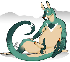 anthro armpit_hair ball_tuft body_hair chest_hair erection foreskin fur genitals humanoid_genitalia humanoid_penis looking_at_viewer male male_anthro nude nude_anthro nude_male orange_eyes orange_penis overweight overweight_anthro overweight_male penis pubes sitting solo spread_legs spreading striped_body striped_fur stripes tail tan_body tan_fur tan_penis teal_body teal_fur tuft i-psilone boostie_(hitthemafia) kangaroo macropod mammal marsupial 2018