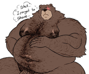 anthro arm_hair belly belly_hair big_belly big_butt big_legs body_hair brown_body brown_fur brown_nipples butt chest_hair dialogue facial_scar fur genitals hairy male moobs nipples nude nude_anthro nude_male overweight penis penis_base pubes scar simple_background solo speech_bubble text vein veiny_penis white_background tute_bear mihoyo zenless_zone_zero ben_bigger bear mammal english_text