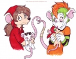 alternative_fashion anthro brown_hair buckteeth clothed clothing eyewear female freckles glamfur glasses green_eyes green_hair group hair notched_ear orange_hair red_hair simple_background smile tail teeth white_background zeriara aardman_animations dreamworks flushed_away mammal murid murine rat rodent