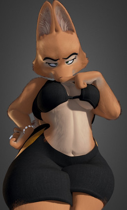 4_fingers anthro arm_tuft arms_tied armwear athletic_wear bare_shoulders bedroom_eyes big_breasts big_ears biped black_bra black_claws black_clothing black_eyebrows black_underwear bottomwear bound bra bracelet breasts cheek_tuft claws clothed clothed_anthro clothed_female clothing countershade_face countershade_fur countershade_torso countershading curved_eyebrows elbow_gloves eyebrow_piercing eyebrows eyelashes facial_piercing facial_tuft female finger_claws fingers fur fur_tuft gloves gradient_background green_eyes gym_bottomwear gym_shorts hand_on_hip hand_on_own_hip handwear humanoid_hands inner_ear_fluff iris jewelry legs_together light_body light_fur long_eyelashes looking_at_viewer looking_down looking_down_at_viewer low-angle_view mouth_closed multicolored_body multicolored_bottomwear multicolored_clothing multicolored_fur multicolored_gym_shorts multicolored_shorts narrowed_eyes navel no_pupils orange_body orange_ears orange_fur piercing pointy_ears pose prick_ears raised_finger seductive shorts shoulder_tuft simple_background solo standing textured_background thick_eyebrows thick_thighs tuft two_tone_body two_tone_bottomwear two_tone_clothing two_tone_fur two_tone_gym_shorts two_tone_shorts underwear white_body white_bracelet white_breasts white_countershading white_fur white_inner_ear_fluff white_sclera wide_hipped_anthro wide_hipped_female wide_hips anaroth dreamworks the_bad_guys diane_foxington canid canine fox mammal 2025 3d_(artwork) digital_media_(artwork) hi_res portrait three-quarter_portrait