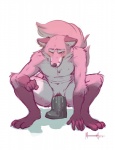 andromorph anthro blush bodily_fluids crouching dildo dildo_in_pussy dildo_insertion dildo_sitting ear_piercing fur genital_fluids genitals intersex large_penetration masturbation nude one_eye_closed penetration piercing pink_body pink_fur pussy sex_toy sex_toy_in_pussy sex_toy_insertion solo spread_legs spreading tail toying_self vaginal vaginal_fluids vaginal_masturbation vaginal_penetration meesh resplendence canid canine fox mammal 2011 absurd_res digital_media_(artwork) hi_res