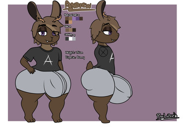 anthro balls big_balls big_bulge big_ears big_penis brown_hair bulge bulge_through_clothing clothing cute_fangs detailed_bulge eyebrow_through_hair eyebrows eyelashes eyeshadow fangs fur genitals hair horn huge_penis looking_at_viewer makeup male multicolored_body multicolored_fur penis penis_bigger_than_head purple_eyes rabbit_ears shortstack shortstack_male simple_background simple_coloring small_but_hung smile solo tail teeth text translucent translucent_hair two_tone_body two_tone_fur raylopez andrew_(raylopez) lagomorph leporid mammal rabbit 2025 character_name digital_drawing_(artwork) digital_media_(artwork) english_text hi_res model_sheet