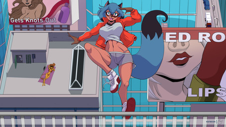 action_pose anthro bikini black_nose blue_hair bottomwear breasts brown_hair clothed clothing female footwear fur group hair male midriff navel open_mouth panties pose shoes shorts solo_focus swimwear text two-piece_swimsuit underwear yellow_body yellow_fur yawg brand_new_animal studio_trigger michiru_kagemori canid canine domestic_cat domestic_pig felid feline felis mammal raccoon_dog suid suine sus_(pig) english_text hi_res