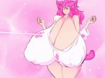 areola big_breasts big_nipples breast_expansion breasts clothing expansion female hair huge_breasts hyper hyper_breasts nipple_outline nipples open_mouth pink_areola pink_eyes pink_hair pink_nipples shirt smile solo topwear white_body white_skin hataraki_ari milkcat_(hataraki) animal_humanoid cat_humanoid felid felid_humanoid feline feline_humanoid humanoid mammal mammal_humanoid animated short_playtime