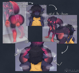 after_shower against_surface anal anthro anus ass_on_glass backsack balls bathroom big_butt black_hair blush bodily_fluids bottomless butt butt_grab clothed clothing dialogue drooling duo ear_piercing femboy floppy_ears genitals glass hair half-closed_eyes hand_on_butt hug huge_butt hugging_another hugging_butt looking_at_another male male/male medium_hair moan motion_lines narrowed_eyes nude on_glass oral piercing rimming saliva sex shirt shirt_only standing sweat talking_to_another text thick_thighs tongue tongue_out topwear topwear_only wet wet_body wide_hips yellow_clothing yellow_shirt yellow_topwear kobita09 bovid canid canine canis caprine domestic_dog mammal sheep 2025 colored comic digital_drawing_(artwork) digital_media_(artwork) english_text hi_res shaded