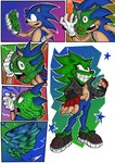 anthro male parody solo transformation guladibujante sega sonic_the_hedgehog_(series) the_mask sonic_the_hedgehog eulipotyphlan hedgehog mammal 2023 absurd_res comic hi_res