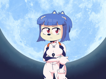 5_fingers accessory aged_up anthro bangs black_eyebrows black_nose blue_bodysuit blue_clothing blue_ears blue_hair blue_skinsuit bodysuit clothed clothed_anthro clothed_female clothing eyebrows eyelashes female female_anthro fingers front_view full_moon fur hair hair_accessory moon mouth_closed multicolored_bodysuit multicolored_clothing multicolored_skinsuit night orange_bodysuit orange_clothing orange_skinsuit outside plugsuit pointy_ears prick_ears pupils red_eyes skinsuit snout solo standing tan_body tan_fur tan_inner_ear tight_clothing white_bodysuit white_clothing white_skinsuit mysticcoop kunshikter neon_genesis_evangelion tasqyn_studio rei_ayanami sulu_(kunshikter) canid canine mammal 2025 4:3 crossover hi_res