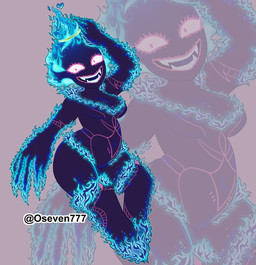 belly big_butt blue_body blue_fire breasts butt claws cleavage clothed clothing colored_fire eyelashes fangs female fire fire_clothing flaming_hair legwear navel oseven777 pink_eyes pose pseudo_hair shortstack simple_background slightly_chubby solo stockings teeth thick_thighs kid_icarus kid_icarus_uprising nintendo pandora_(kid_icarus) elemental_creature elemental_humanoid fire_creature humanoid spirit alpha_channel alternate_version_at_source hi_res