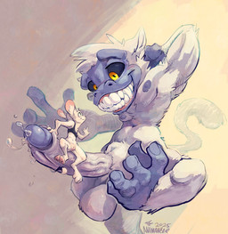 balls black_sclera bodily_fluids bottomless clothed clothing female foreskin foreskin_play fur genital_fluids genitals hand_feet macro micro nipples paws penis precum shirt size_difference tank_top topwear white_body white_fur yellow_eyes animancer aevsmonki luck_(animancer) dipodid haplorhine jerboa mammal monkey primate rodent 2025 hi_res