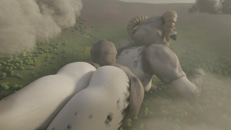 anthro biped brown_eyes butt cloud destruction england female female_anthro fur horn landscape lying macro macro_anthro macro_female on_front solo white_body wool_(fur) nadinada bovid caprine mammal sheep 16:9 3d_(artwork) 4k absurd_res colored digital_media_(artwork) hi_res widescreen