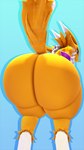 anthro armwear big_butt blue_eyes bridal_gauntlets butt clothing female huge_butt hyper hyper_butt looking_back mostly_nude solo tail cindablimp bandai_namco digimon warfare_machine warfare_renamon canid digimon_(species) mammal renamon 2023 3d_(artwork) absurd_res digital_media_(artwork) hi_res