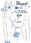 3_toes :3 anthro biped blep blue_body blue_collar blue_eyes blue_fur blue_nose blue_pawpads blue_sclera blue_tongue bone butt casual_nudity cheek_tuft chest_tuft claws closed_smile collar facial_tuft featureless_chest featureless_crotch feet finger_claws fur gesture happy inner_ear_fluff looking_at_viewer male mouth_closed multicolored_body multicolored_fur navel no_pupils nude_anthro nude_male pawpads slim_anthro slim_male smile solo standing star_eyes tail text toes tongue tongue_out tuft two_tone_body two_tone_fur waving white_body white_fur wide_hips bobbipup bluppy_(bobbipup) canid canine canis domestic_dog mammal 2024 digital_media_(artwork) english_text hi_res model_sheet