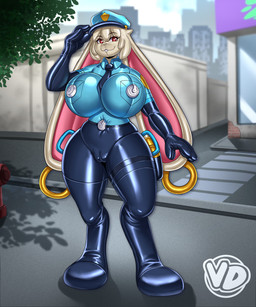 3_fingers air_valve air_valve_navel anthro big_breasts breasts buckteeth clothing ear_piercing ear_ring electroshock_weapon female fingers fire_hydrant genitals glistening glistening_body handles_on_hips heart_pupils heart_symbol inflatable piercing plant police police_uniform red_eyes ring_piercing round_breasts solo street_corner taser teeth tree uniform valve_nipple vulva weapon vedtomd nina_snowfield animate_inanimate lagomorph leporid living_inflatable living_sex_doll mammal rabbit 5:6 absurd_res hi_res