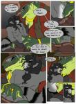 alligator alligatorid anthro body_hair clothed clothing comic crocodilian darkpenguin dialogue duo english_text facial_hair hair hat headgear headwear hi_res jewelry landon_(darkpenguin) larger_male licking male male/male mammal open_mouth otis_(darkpenguin) partially_clothed procyonid raccoon red_eyes reptile scalie sharp_teeth size_difference smaller_male smile teeth text tongue tongue_out undressing yellow_eyes