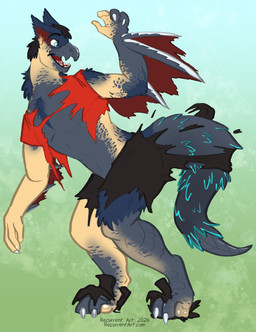 anthro excited fur fur_growth growth happy male smile snout snout_growth solo species_transformation tail tail_growth tail_tenting transformation recurrent capcom monster_hunter flying_wyvern nargacuga absurd_res hi_res