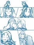 2015 basitin blue_and_white bodily_fluids cape clothing comic conditional_dnp duo eyewear female glasses human lynn_(twokinds) male mammal monochrome sealeen_(twokinds) simple_background sketch sweat tom_fischbach twokinds white_background