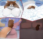 absurd_res anthro bath bathing bathroom bathtub bed bedroom big_breasts big_butt breasts brown_hair bubble_bath butt canid canine canis clothed clothing countershade_arms countershade_face countershade_torso countershading dialogue domestic_dog english_text female fluffy fluffy_tail freckles fur furniture hair hi_res huge_breasts huge_butt husky inner_ear_fluff mammal maya_halkavich model neck_tuft nightgown nipples nordic_sled_dog nude orange_body orange_fur pink_nipples red_husky sleeping slightly_chubby solo spitz steam stylish_apollo tail text tired tuft white_body white_fur wide_hips